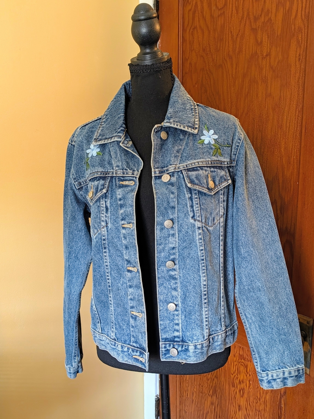 Embroidered Light Blue Denim Jean Jacket